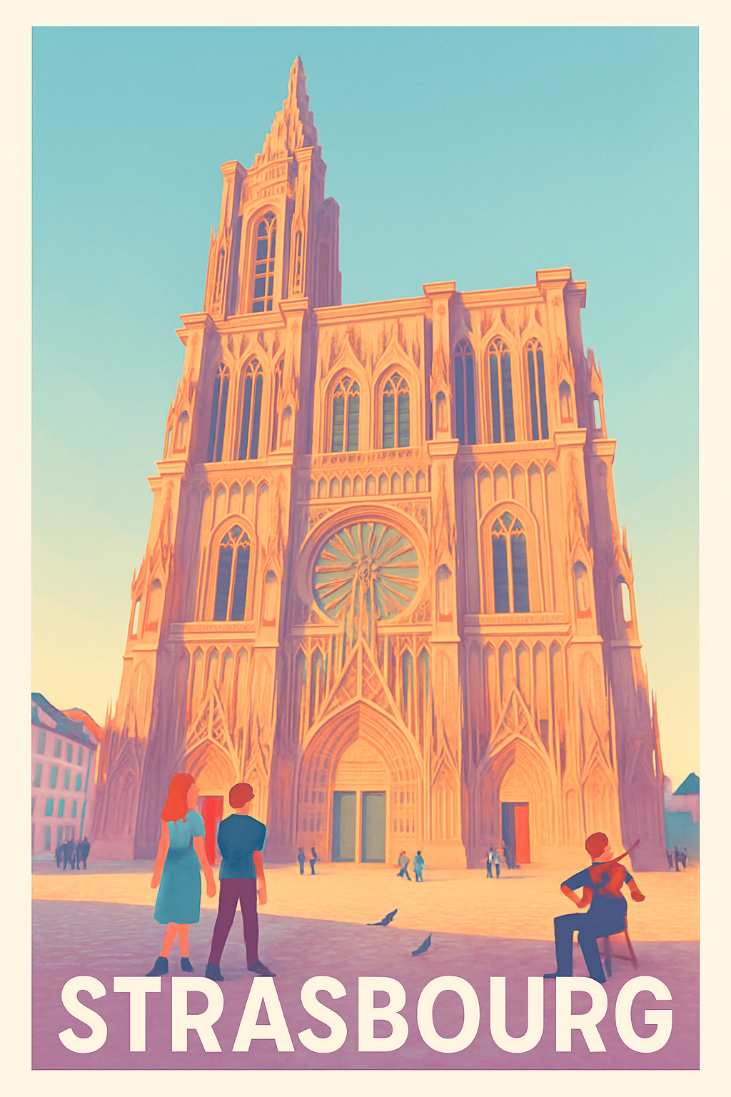 Bas-Rhin France Pas de Cadre / 20 × 30cm Affiche de Strasbourg - L'élégance intemporelle de la cathédrale