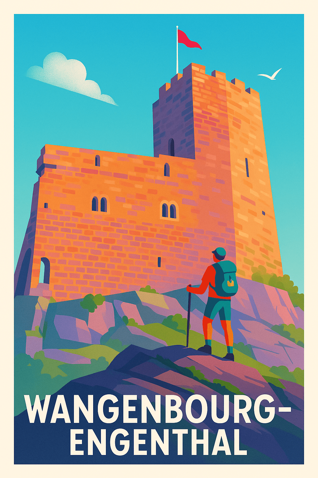 Bas-Rhin France Pas de Cadre / 20 × 30cm Affiche de Wangenbourg-Engenthal - Aventure et patrimoine au sommet