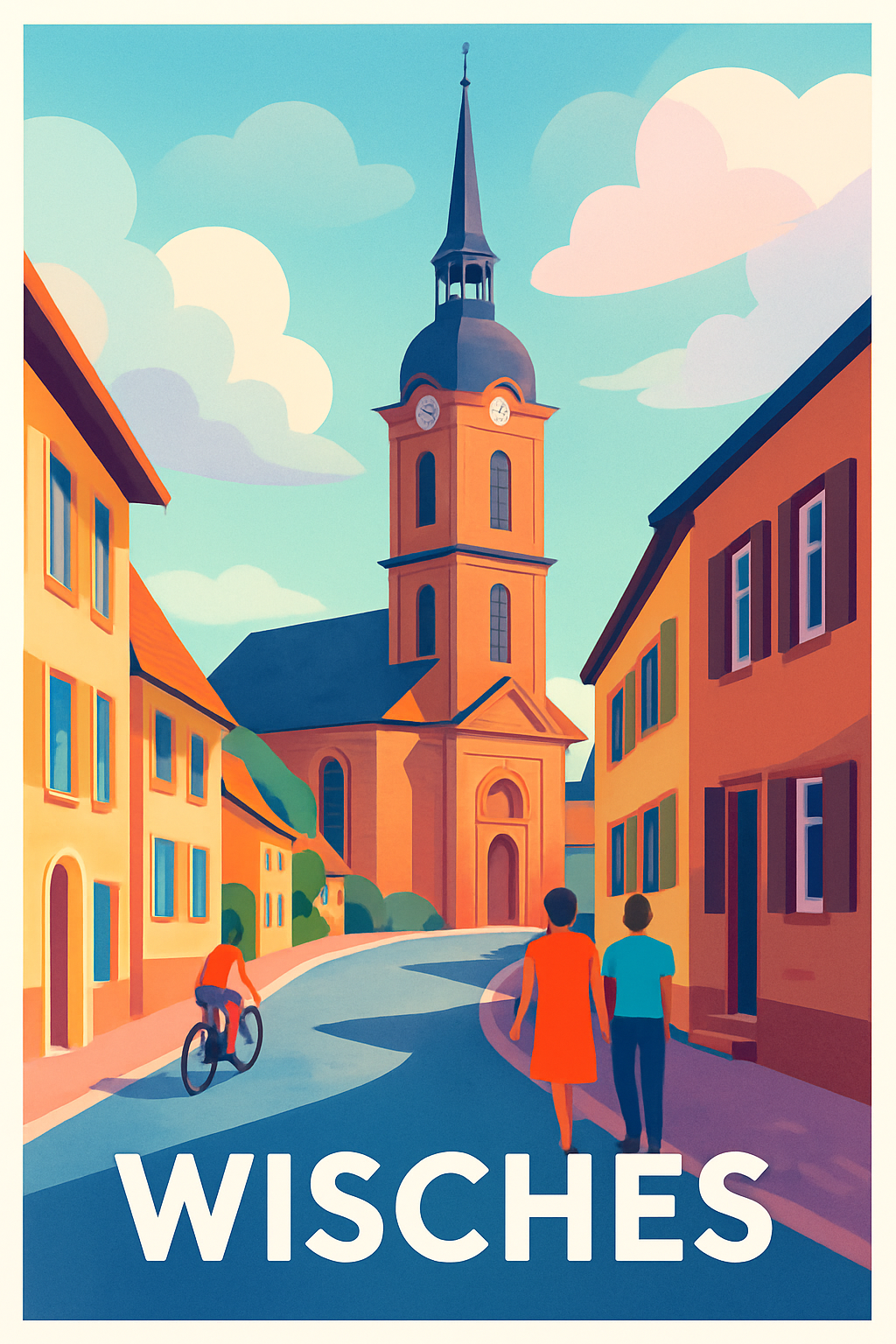 Bas-Rhin France Pas de Cadre / 20 × 30cm Affiche de Wisches - Charme intemporel au cœur du village