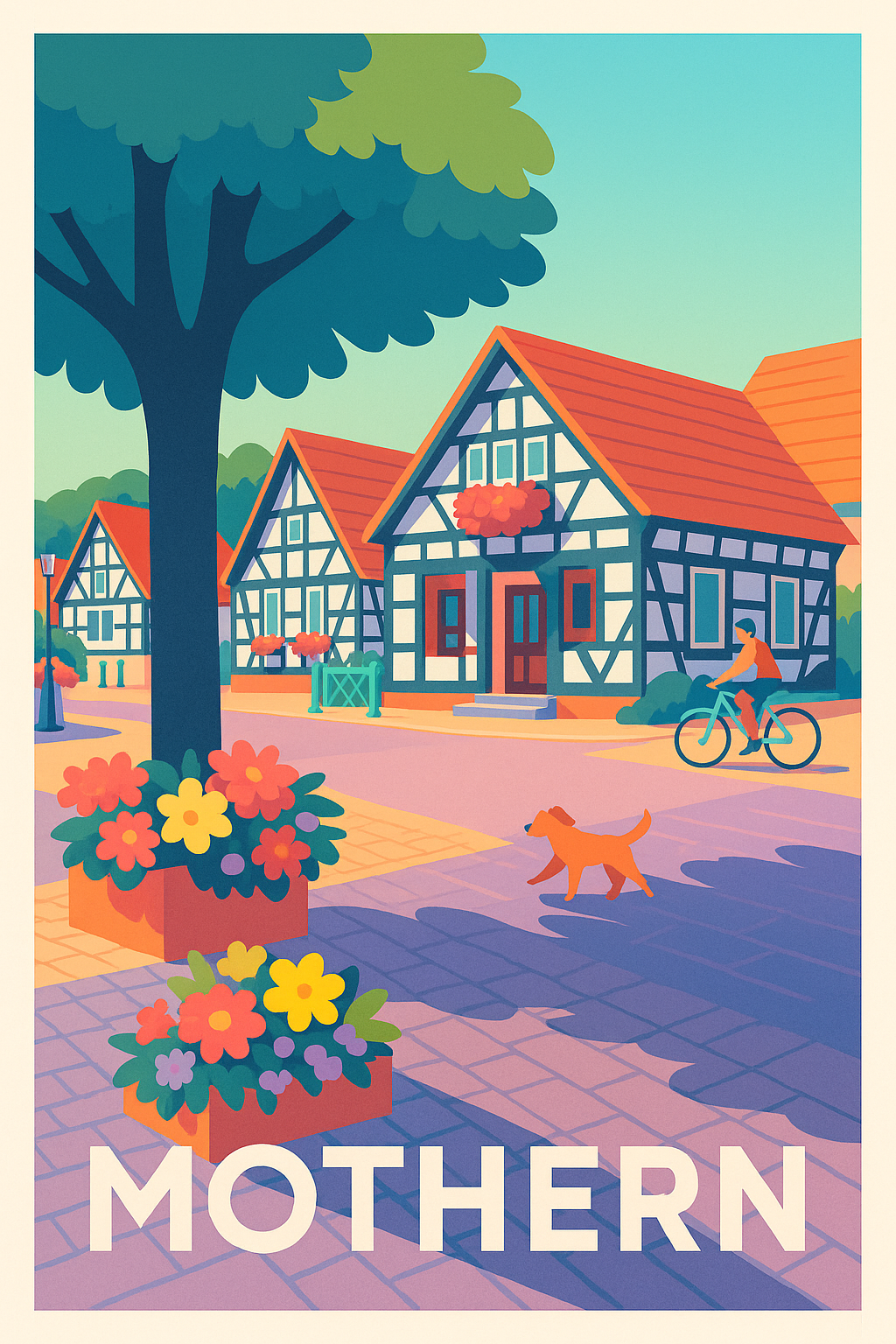 Bas-Rhin France Pas de Cadre / 20 × 30cm Affiche Mothern - Le charme tranquille d'un village alsacien