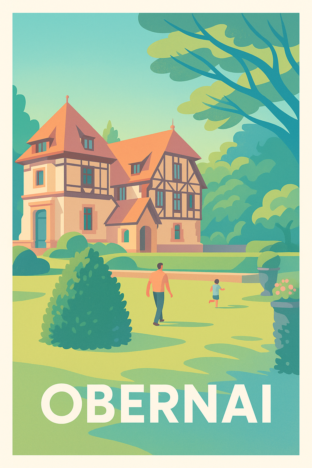 Bas-Rhin France Pas de Cadre / 20 × 30cm Affiche Obernai - Charme et Sérénité en Alsace