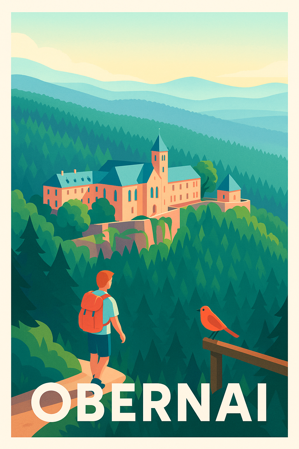 Bas-Rhin France Pas de Cadre / 20 × 30cm Affiche Obernai - Tranquillité au cœur de la nature alsacienne