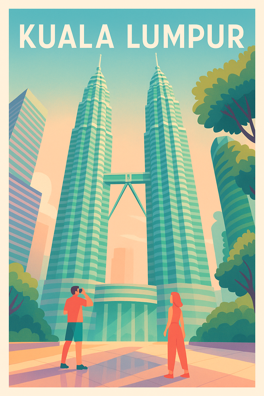 Affiche Kuala Lumpur — Le charme moderne des Tours Petronas · poster d'art de Kuala Lumpur