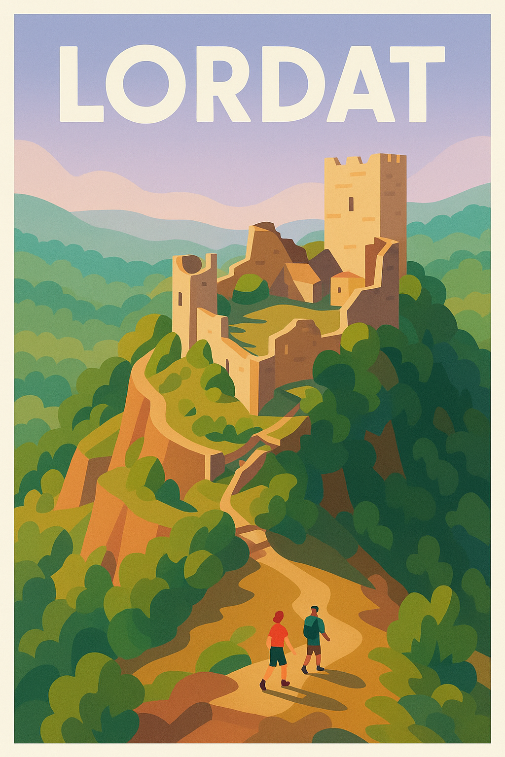 Affiche Lordat — Aventure et patrimoine au cœur des Pyrénées · poster d'art de Lordat