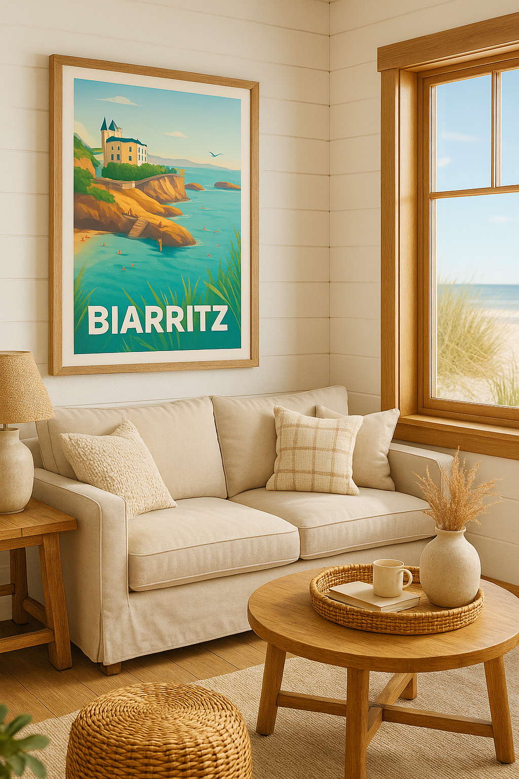 Mise en situation Affiche Biarritz - Plages ensoleillées et élégance côtière