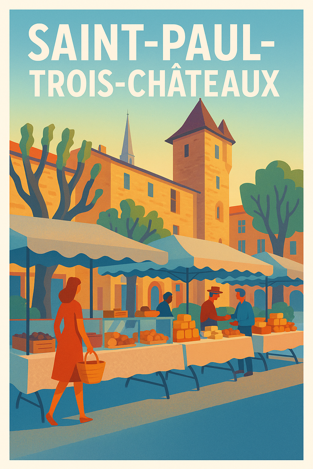 Affiche de Saint-Paul-Trois-Châteaux - L'élégance du marché provençal