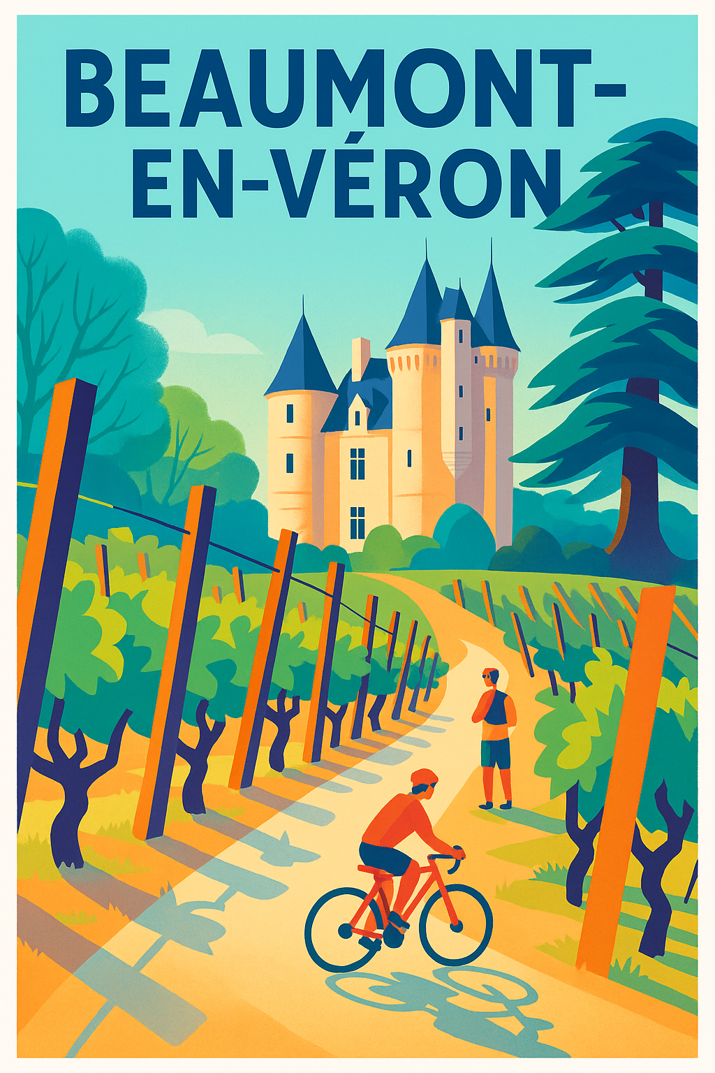 Affiche de Beaumont-en-Véron - L'élégance des paysages viticoles