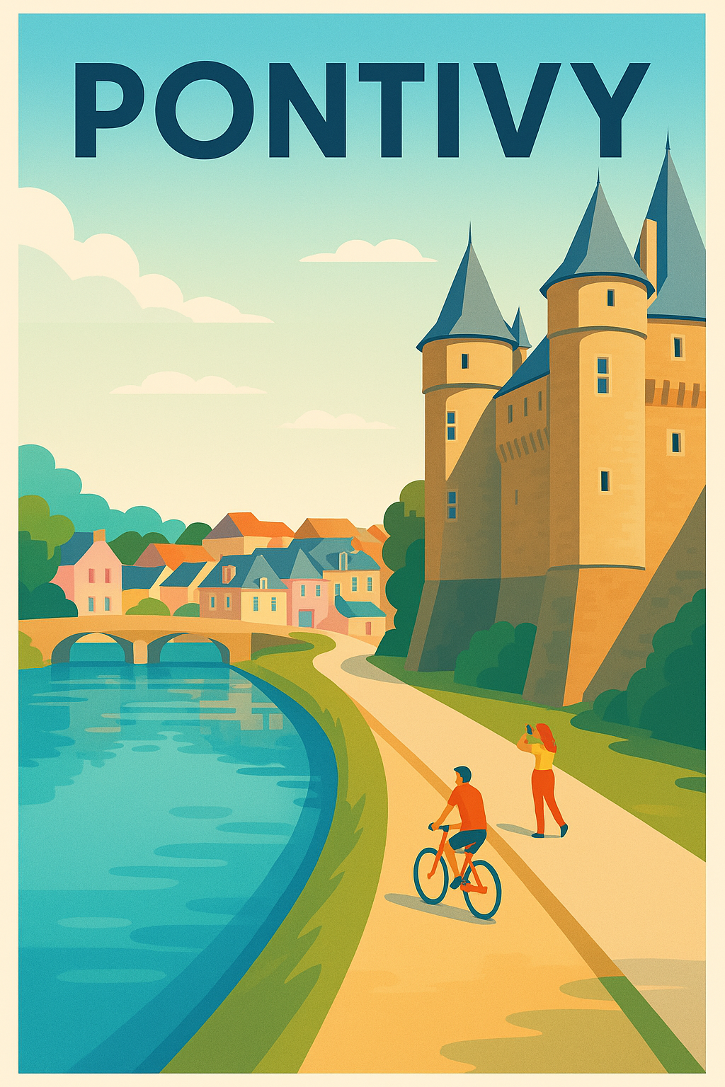 Affiche de Pontivy - Charme paisible au fil de l'eau