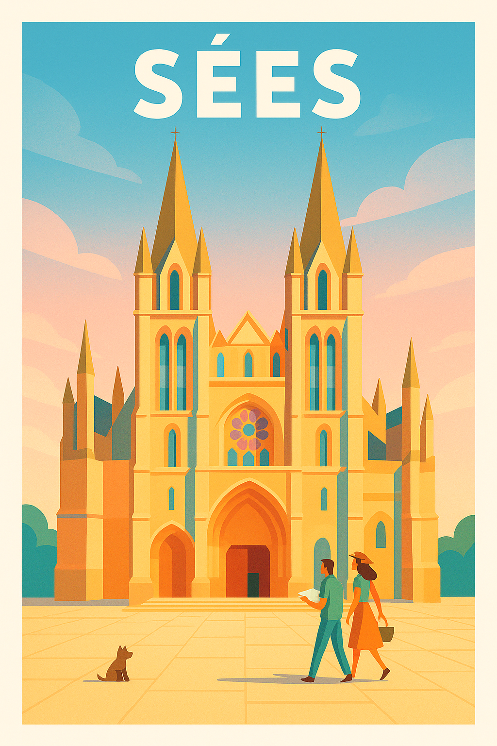 Affiche de Sées - L'élégance historique de la cathédrale normande