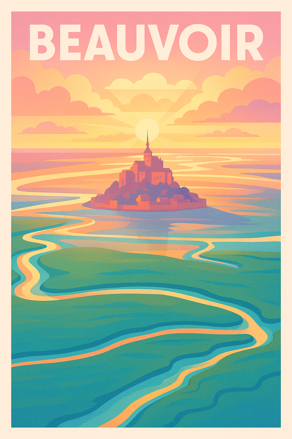 Affiche Beauvoir — L'enchantement au coucher du soleil · poster d'art de Beauvoir