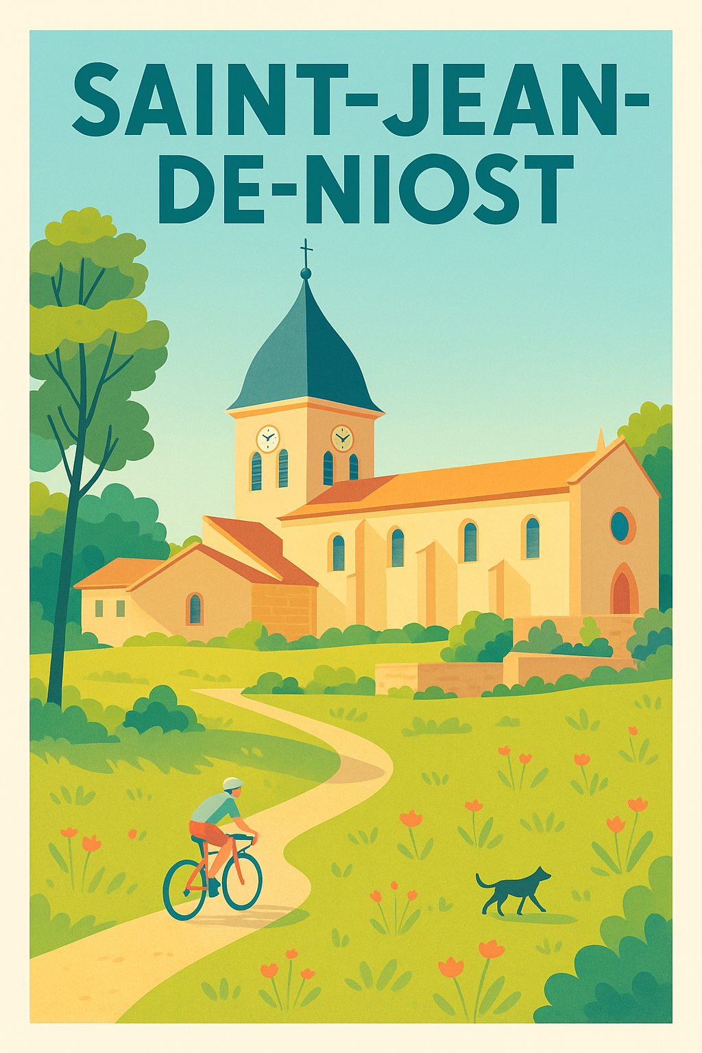 Affiche de Saint-Jean-de-Niost - Un havre de paix à vélo