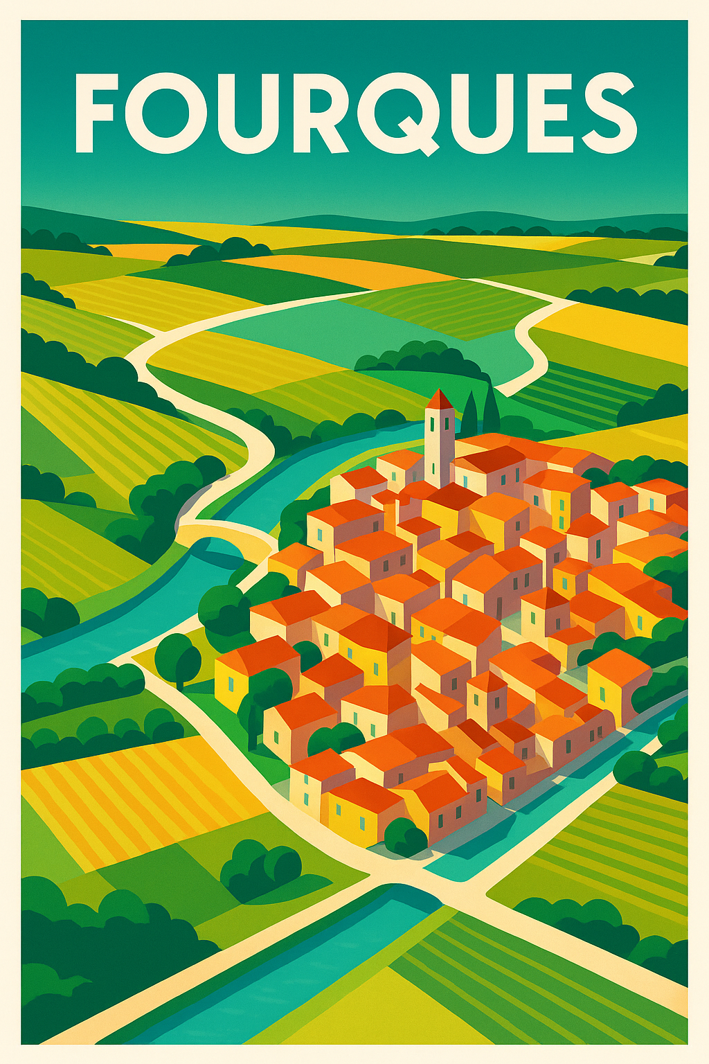 Affiche de Fourques - Charme pittoresque du sud de la France