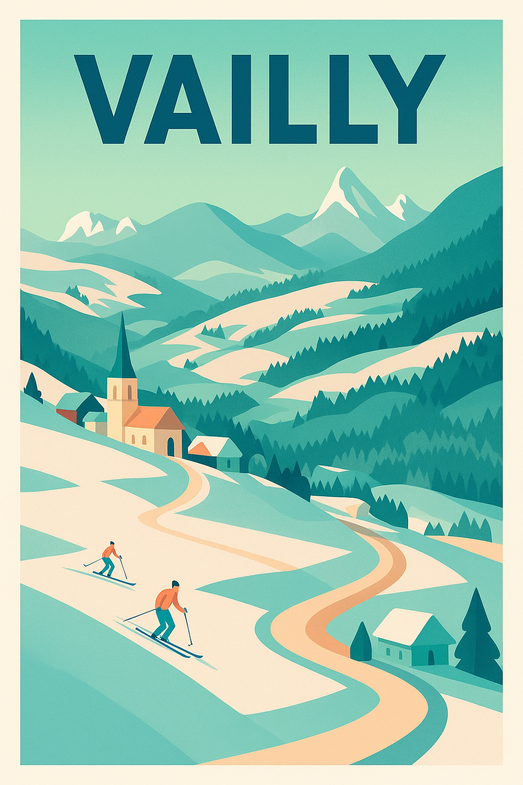 Affiche de Vailly - Esprit Montagnard et Pistes Enneigées