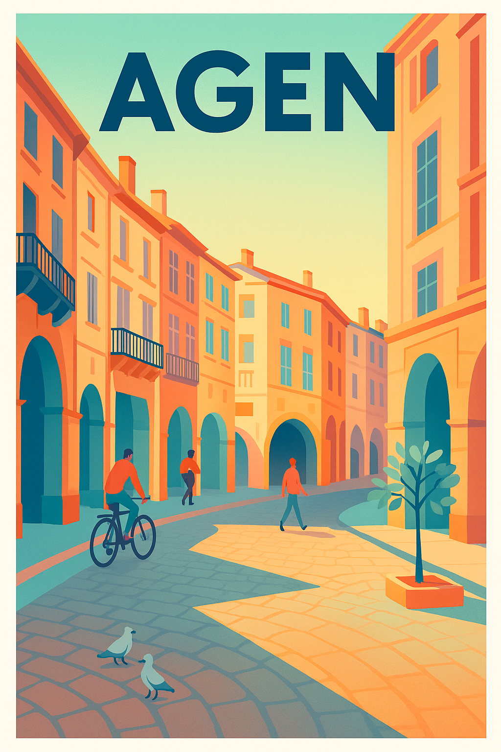 Affiche Agen — Charme ensoleillé de la vieille ville · poster d'art de Agen