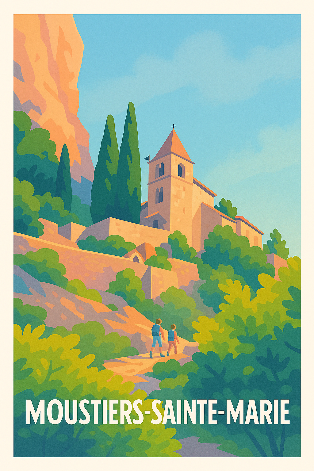Affiche Moustiers-Sainte-Marie — Escapade Provençale Authentique · poster d'art de Moustiers-Sainte-Marie