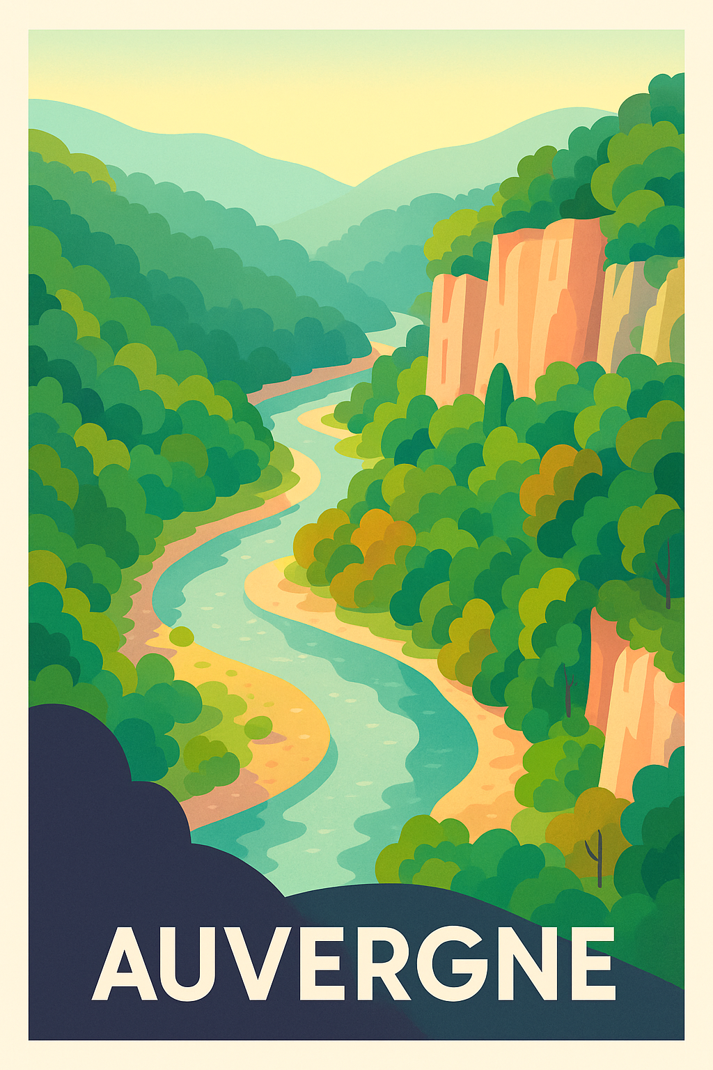 Affiche Auvergne — Voyage bucolique au cœur de la nature · poster d'art de Auvergne