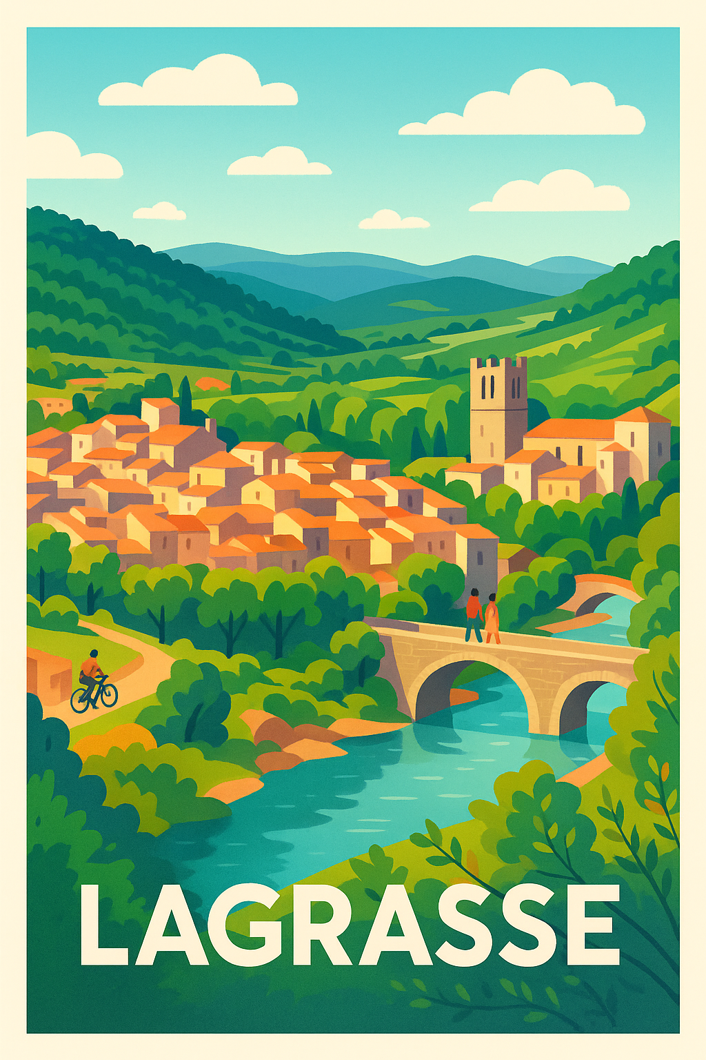 Affiche Lagrasse — Charme pittoresque au cœur de la nature · poster d'art de Lagrasse