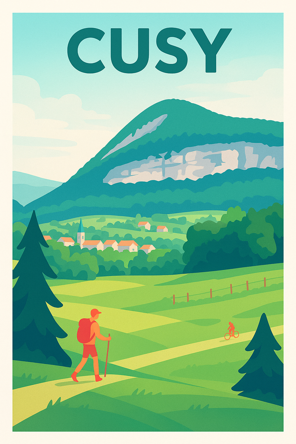 Affiche de Cusy - Invitation à la randonnée en pleine nature