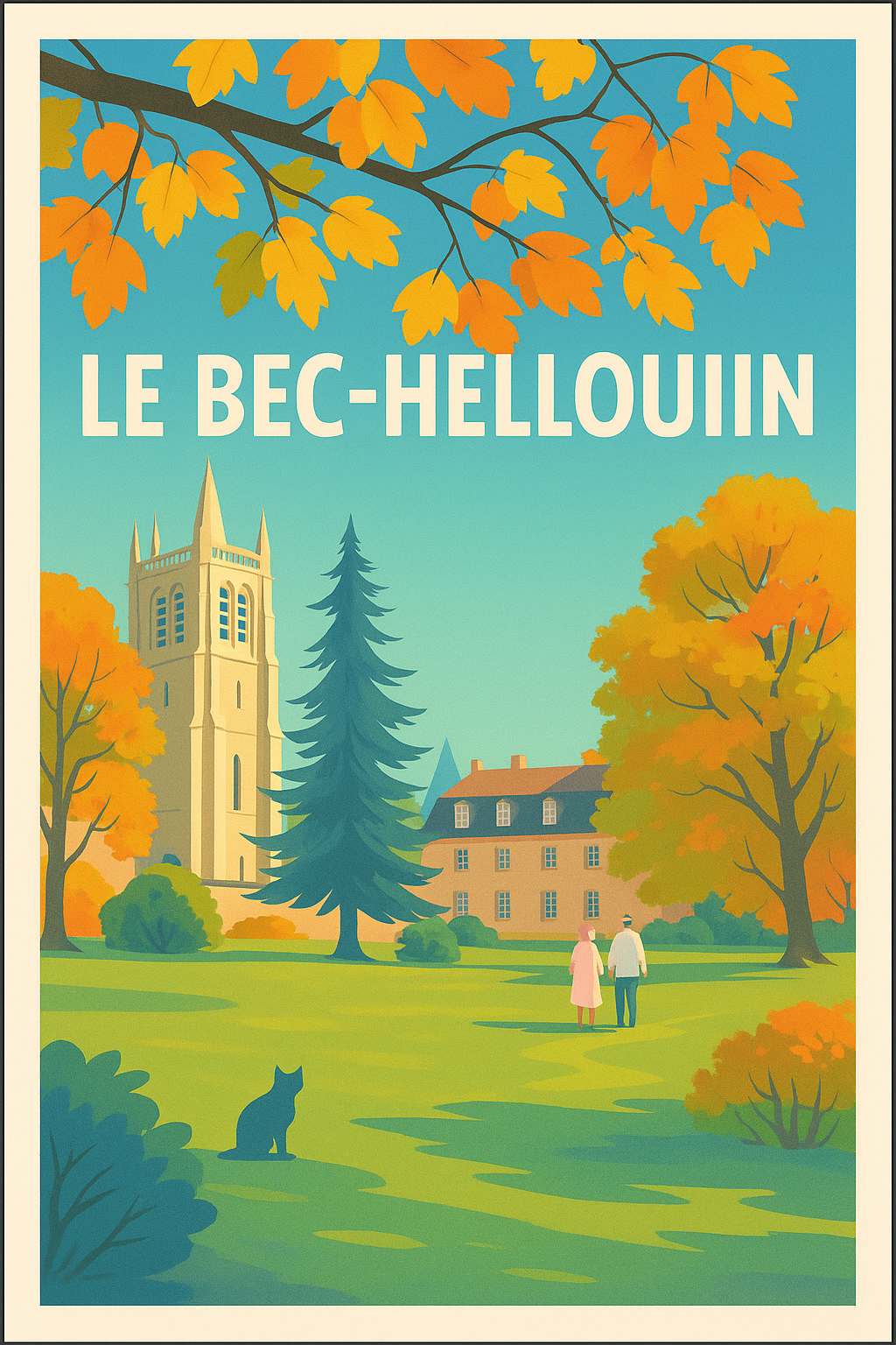 Affiche Le Bec-Hellouin — Charme bucolique et patrimoine intact · poster d'art de Le Bec-Hellouin