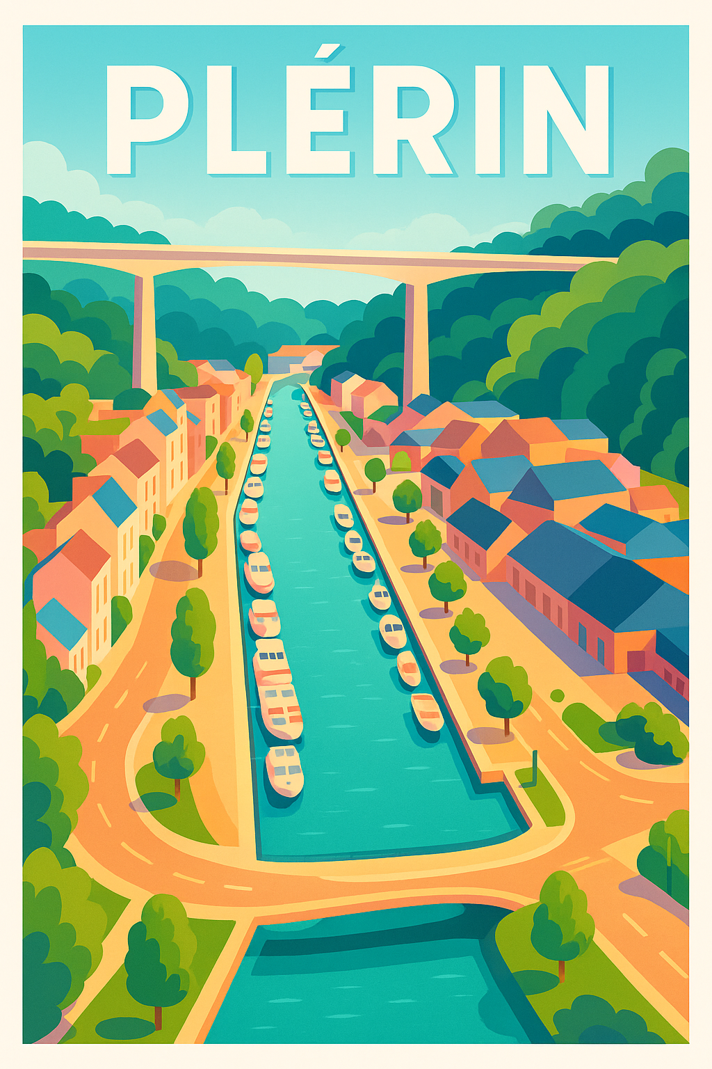 Affiche de Plérin - Charme paisible des canaux bretons