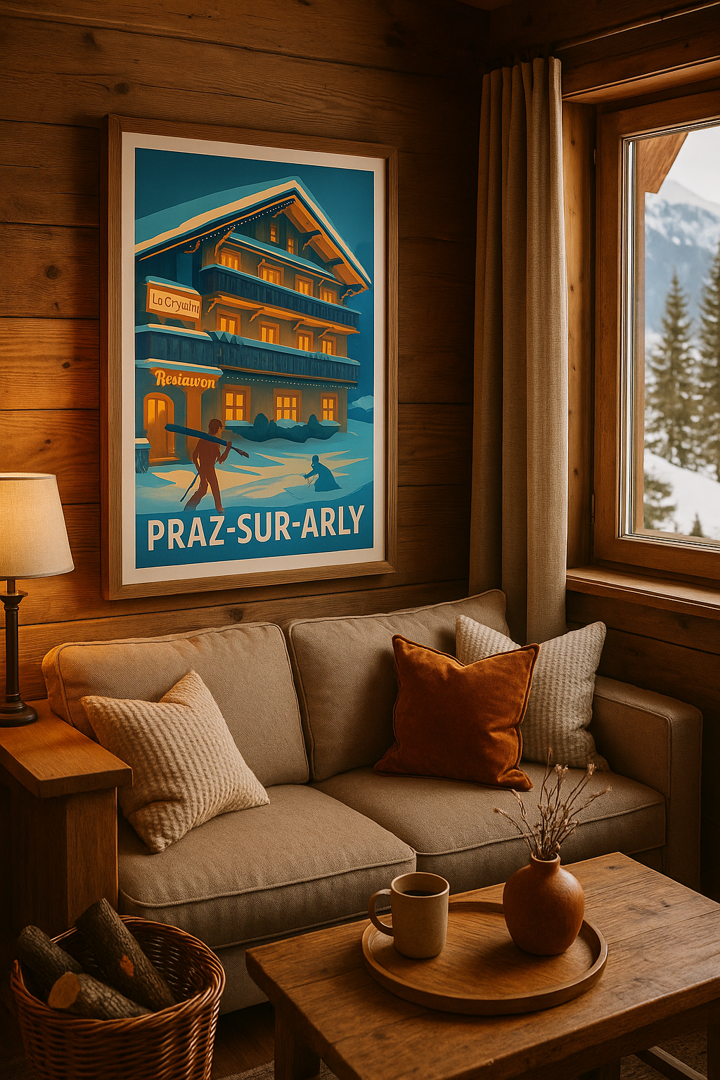 Affiche Praz-sur-Arly — Charme et convivialité alpine en hiver · poster d'art de Praz-sur-Arly
