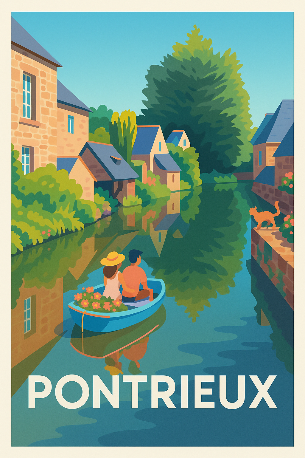 Affiche Pontrieux — Charme et douceur bretonne au fil de l'eau · poster d'art de Pontrieux