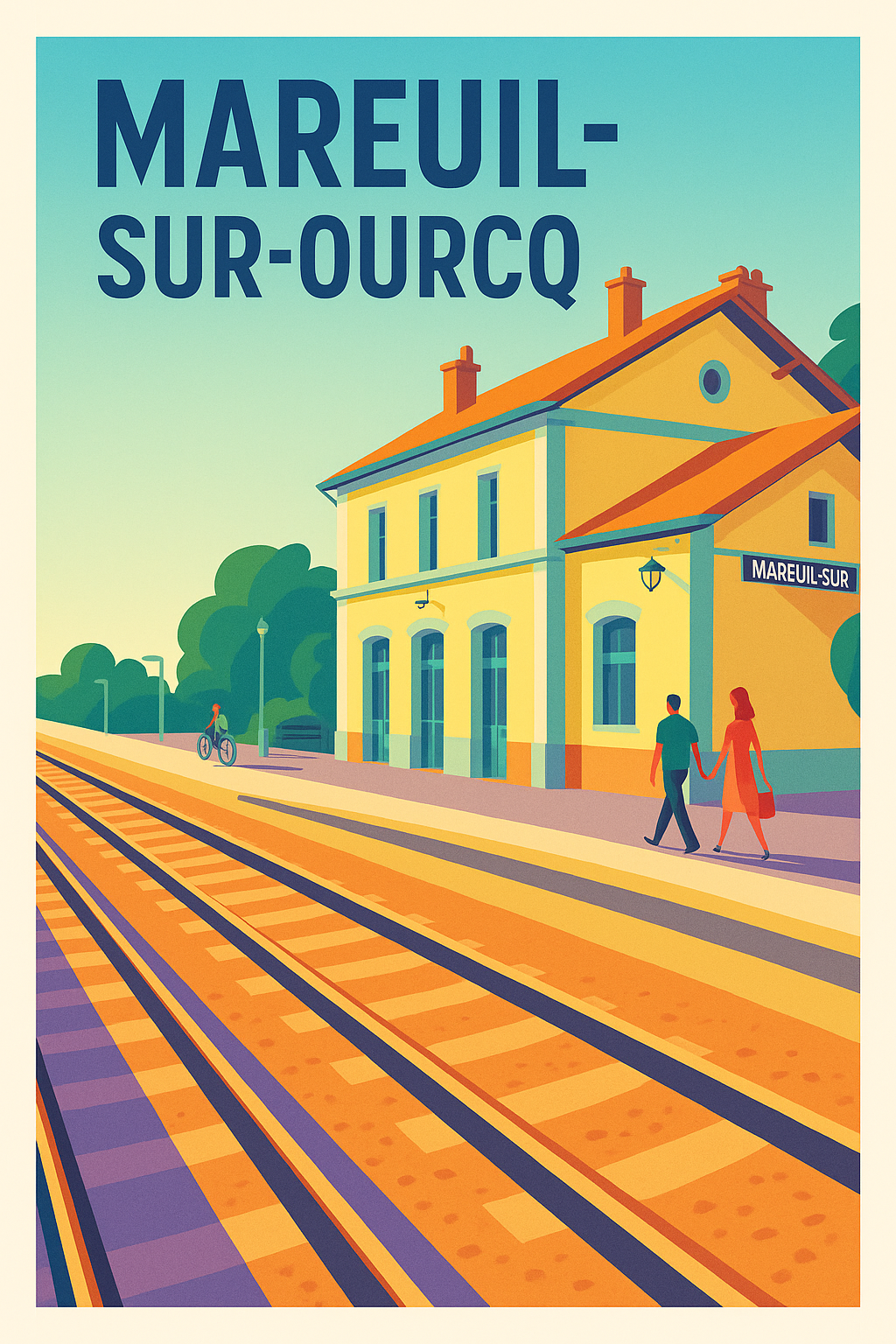 Affiche de Mareuil-sur-Ourcq - L'élégance d'une halte ferroviaire