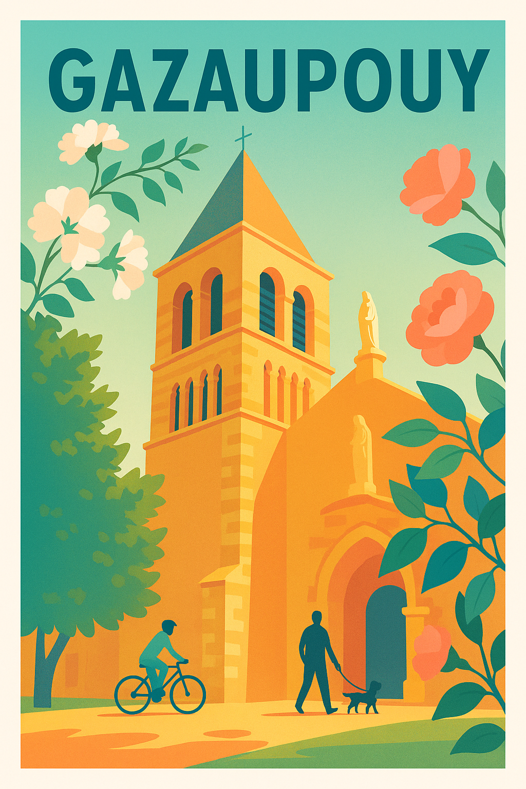 Affiche Gazaupouy — Charme et douceur d'un village paisible · poster d'art de Gazaupouy