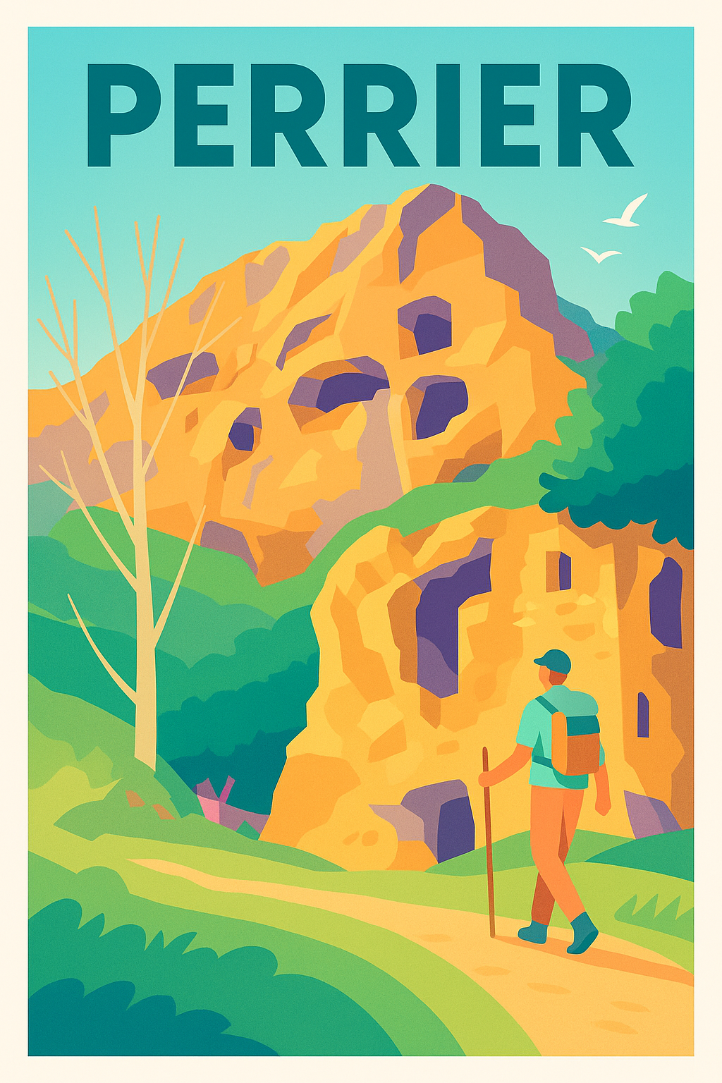 Affiche de Perrier - L'appel des sentiers naturels