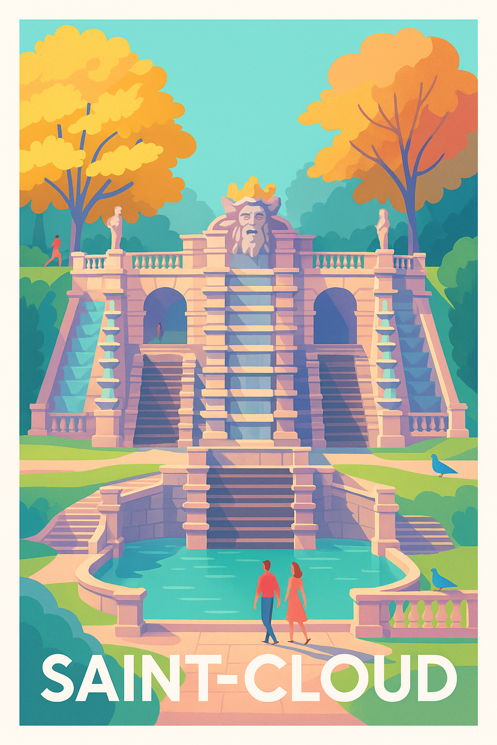 Affiche Saint-Cloud — Élégance architecturale et sérénité verte · poster d'art de Saint-Cloud