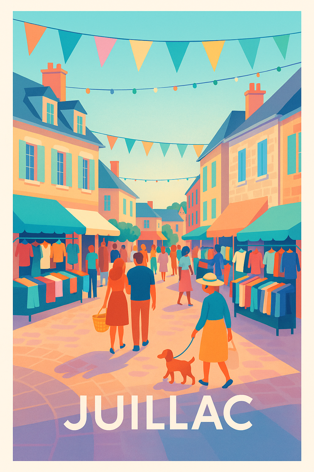Affiche de Juillac - Ambiance de marché animée en lumière douce
