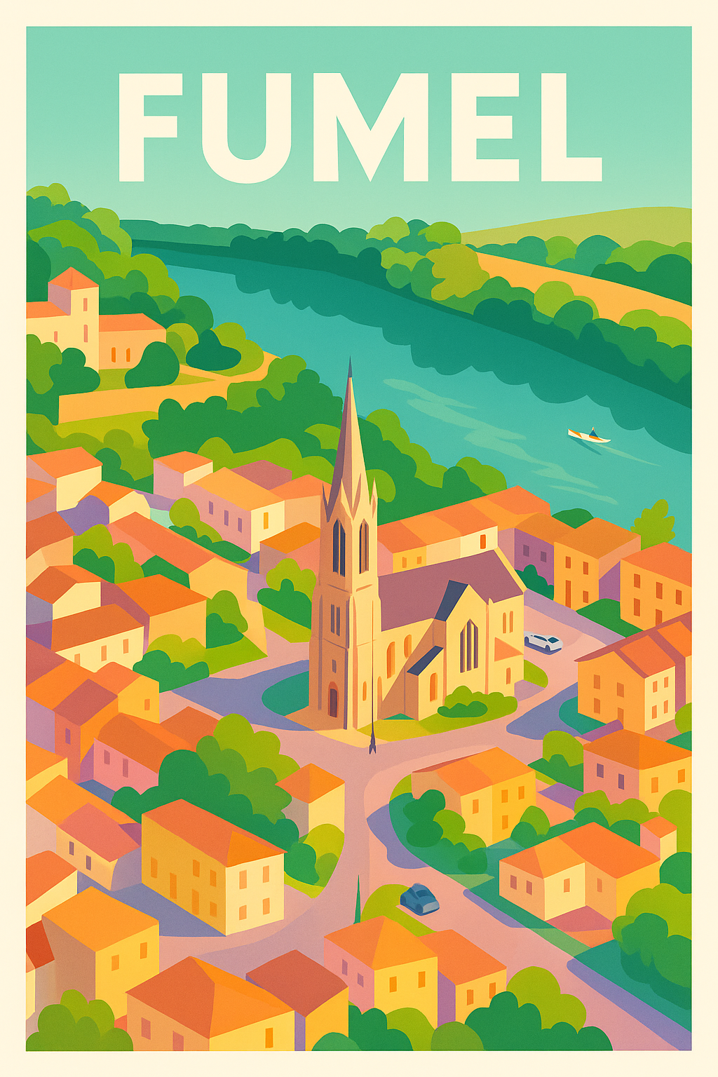 Affiche de Fumel - Village pittoresque au bord de la rivière