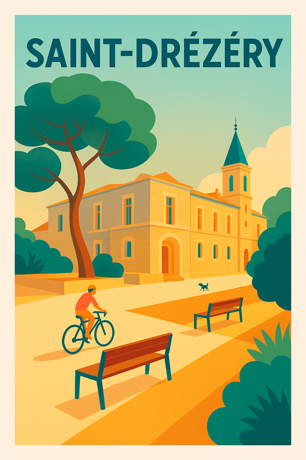 Affiche de Saint-Drézéry - Charme paisible du village ensoleillé