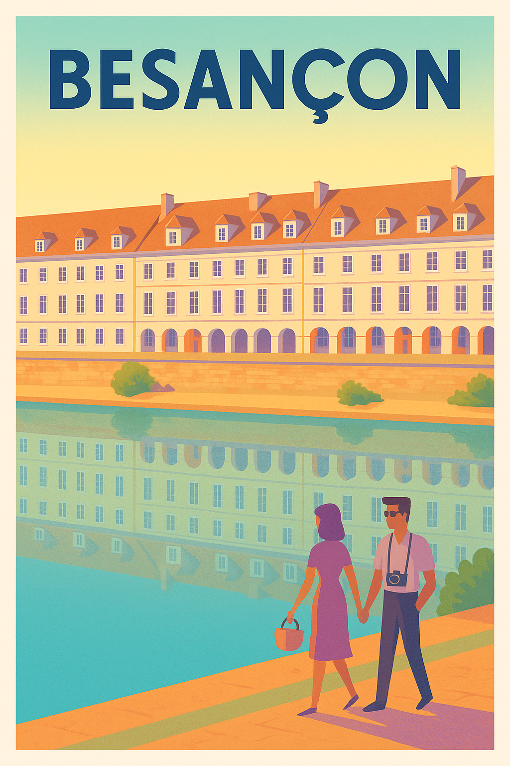 Affiche de Besançon - Promenade romantique au bord du Doubs