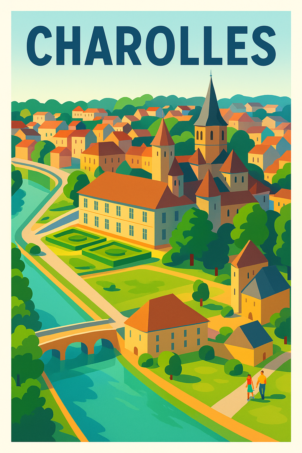 Affiche de Charolles - Un village bourguignon au charme intemporel