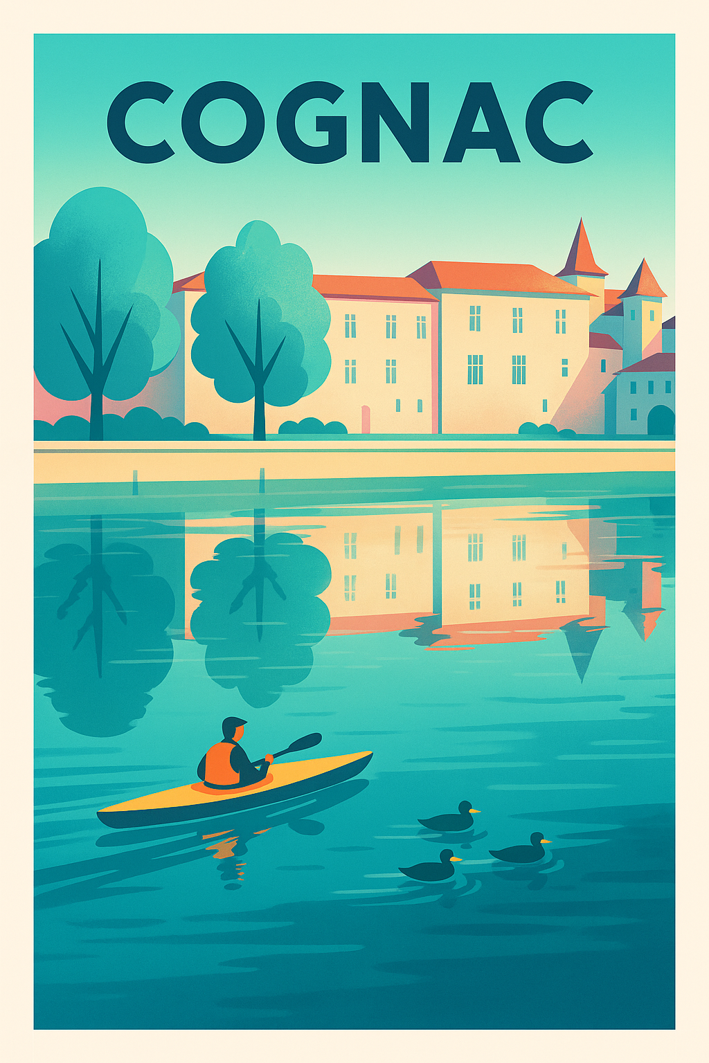 Affiche de Cognac - Sérénité et élégance au fil de l'eau