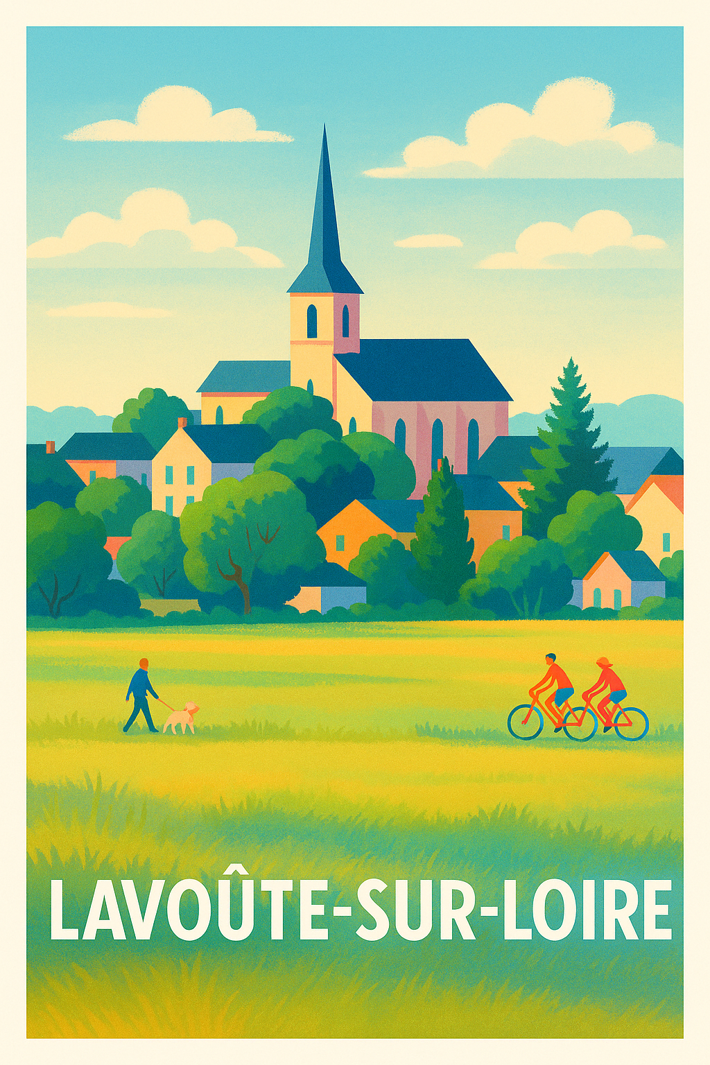 Affiche Lavoûte-sur-Loire — Charme et nature au cœur du village · poster d'art de Lavoûte-sur-Loire