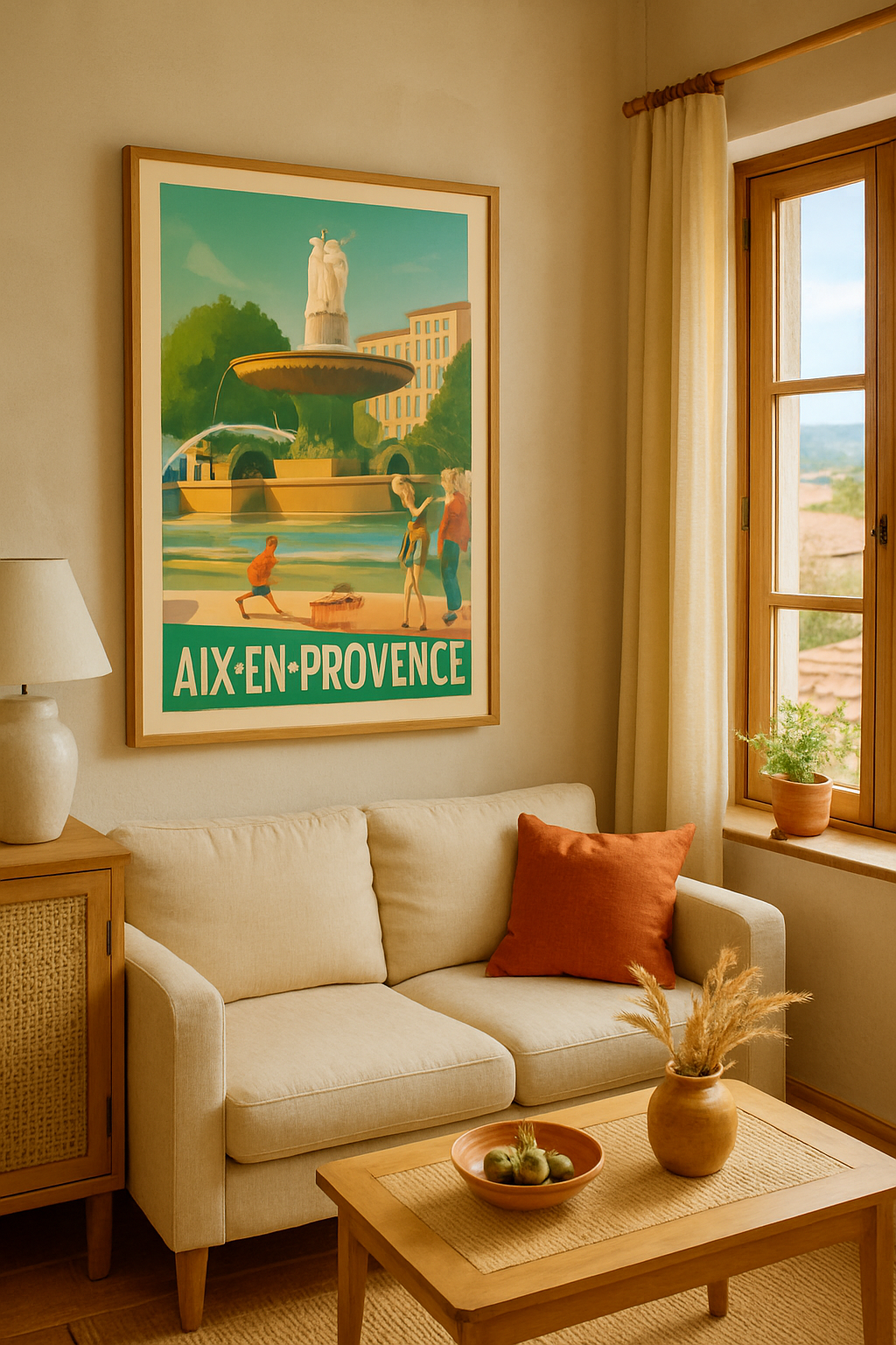 Affiche Aix-en-Provence — Charme et douceur de la fontaine de la Rotonde · poster d'art de Aix-en-Provence
