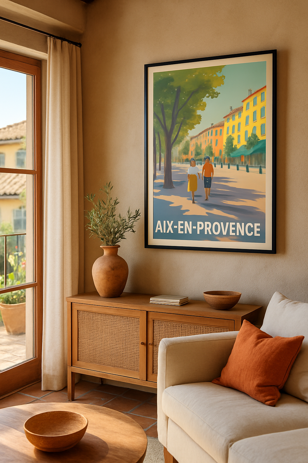 Affiche Aix-en-Provence — Flânerie ensoleillée au cœur de la ville · poster d'art de Aix-en-Provence