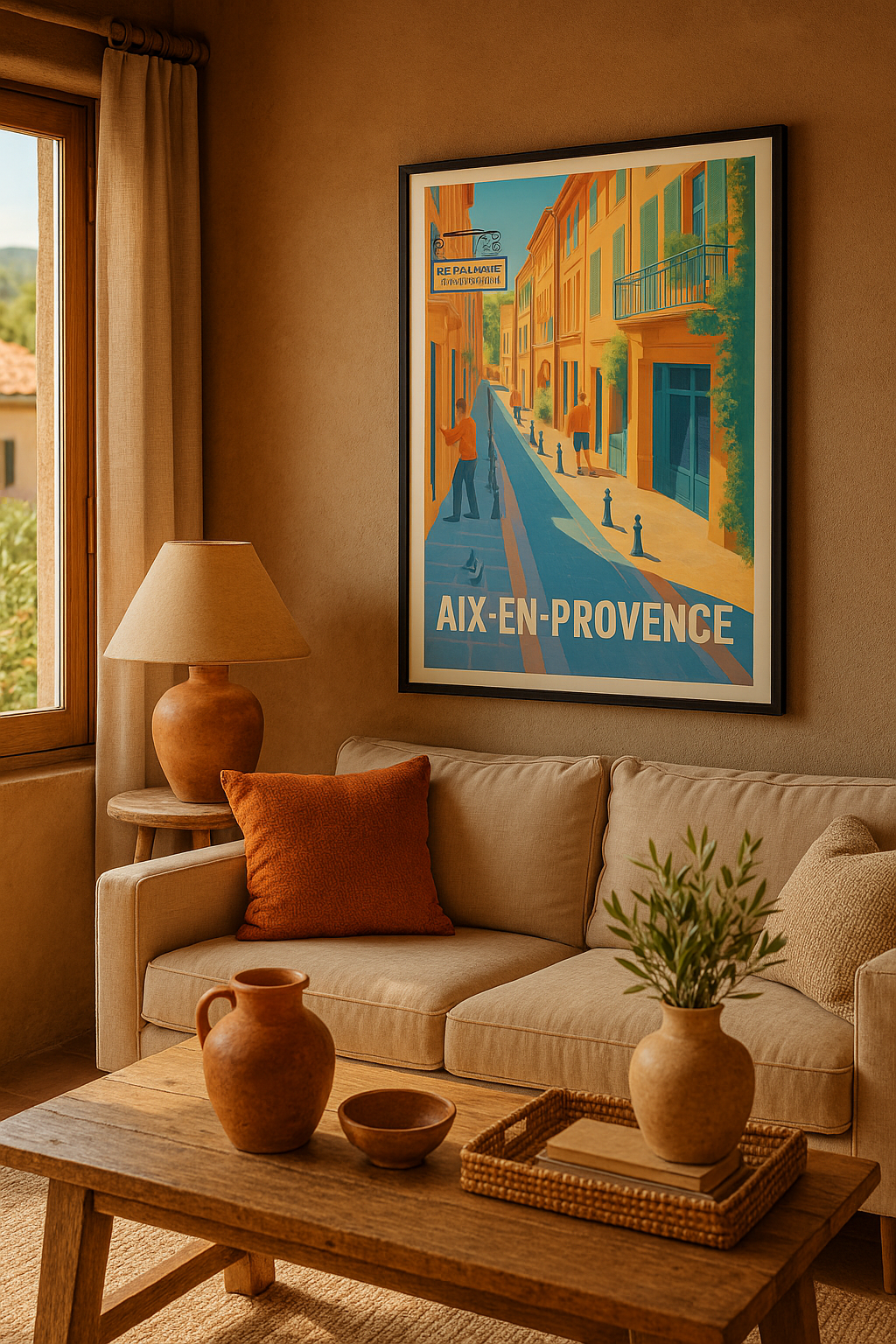 Affiche Aix-en-Provence — Flânerie sous le soleil méridional · poster d'art de Aix-en-Provence