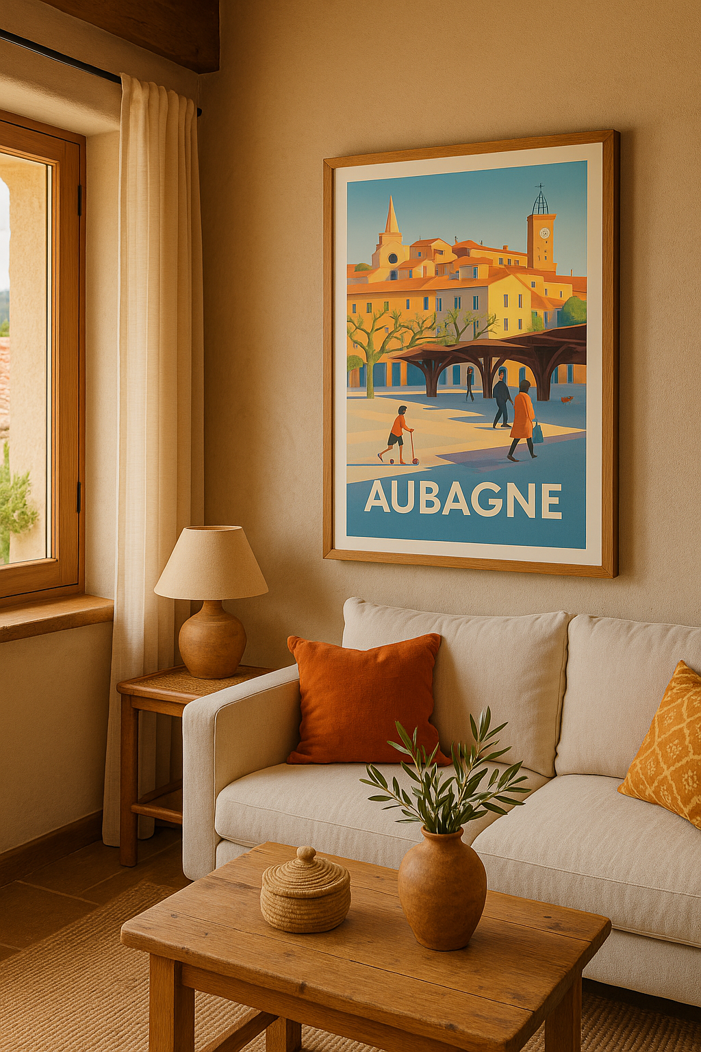 Affiche Aubagne — Promenade ensoleillée au cœur de la Provence · poster d'art de Aubagne