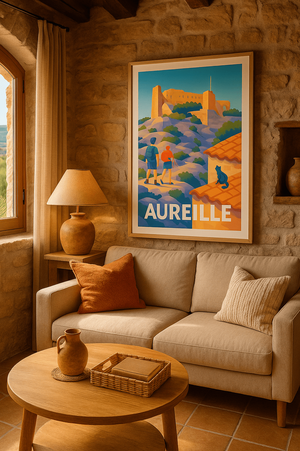 Affiche Aureille — L'appel de la randonnée provençale · poster d'art de Aureille
