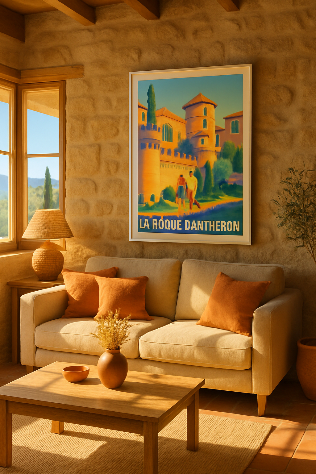 Affiche La Roque-d'Anthéron — Promenade au cœur du charme provençal · poster d'art de La Roque-d'Anthéron