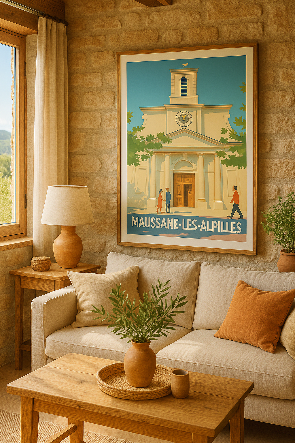 Bouches-du-Rhône France Affiche de Maussane-les-Alpilles - Élégance et Charme Provençal