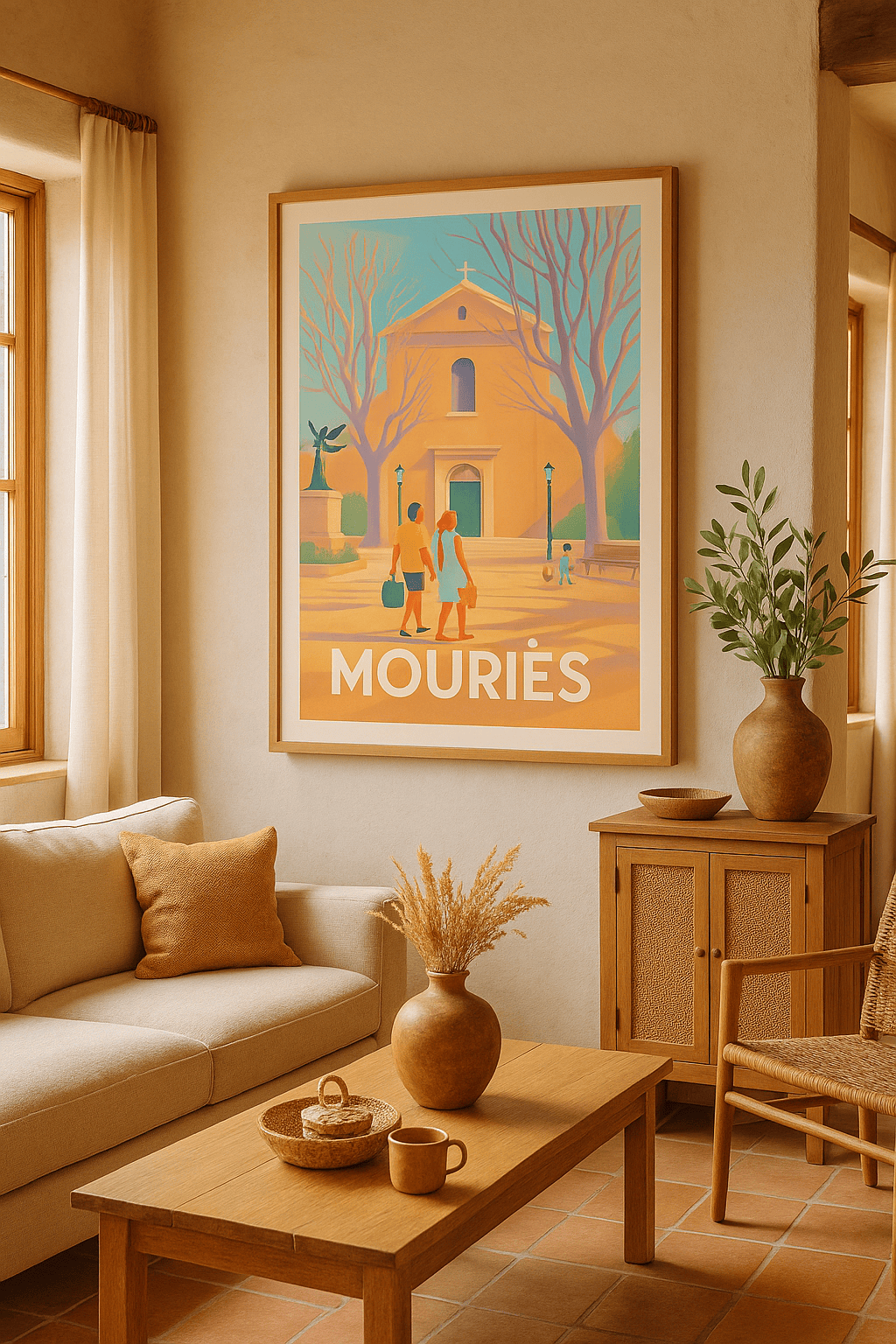 Affiche Mouriès — L'élégance provençale au cœur du village · poster d'art de Mouriès
