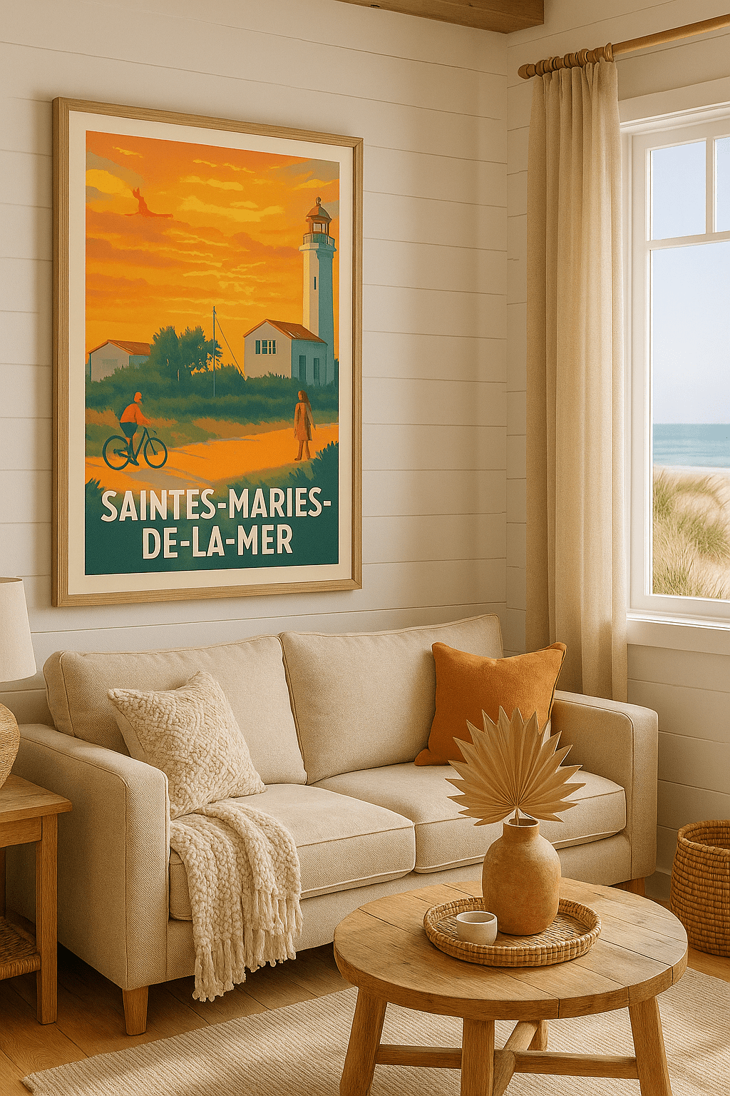 Bouches-du-Rhône France Affiche de Saintes-Maries-de-la-Mer - Évasion au coucher du soleil