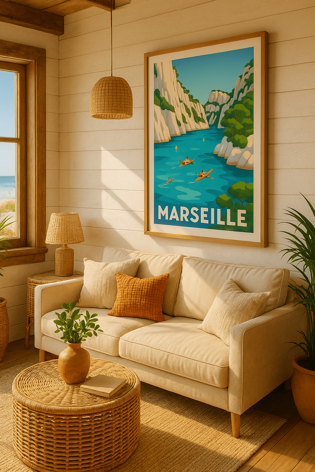 Affiche Marseille — Évasion aquatique dans les calanques · poster d'art de Marseille