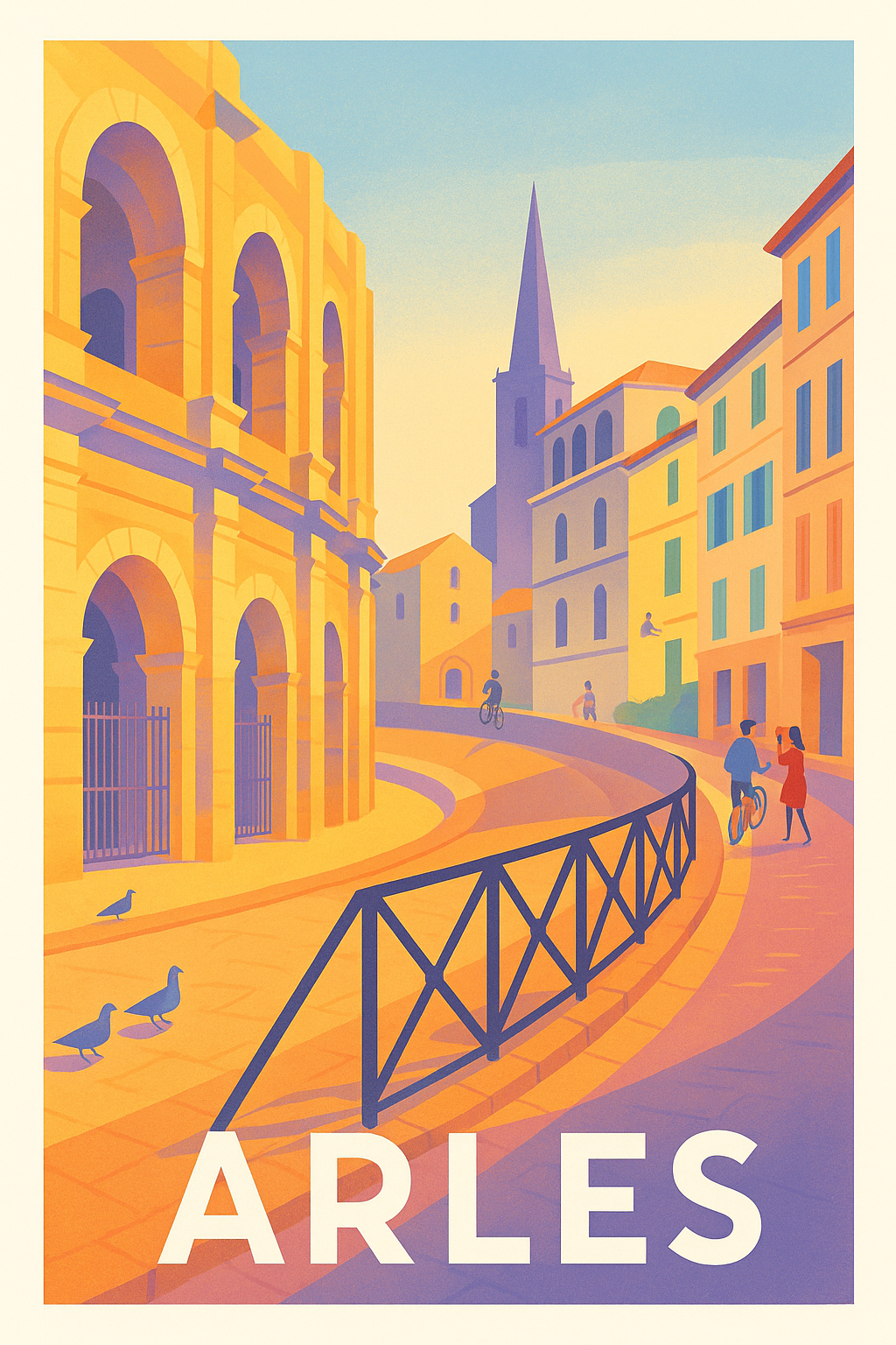 Affiche Arles — Lumières dorées au cœur de la ville · poster d'art de Arles