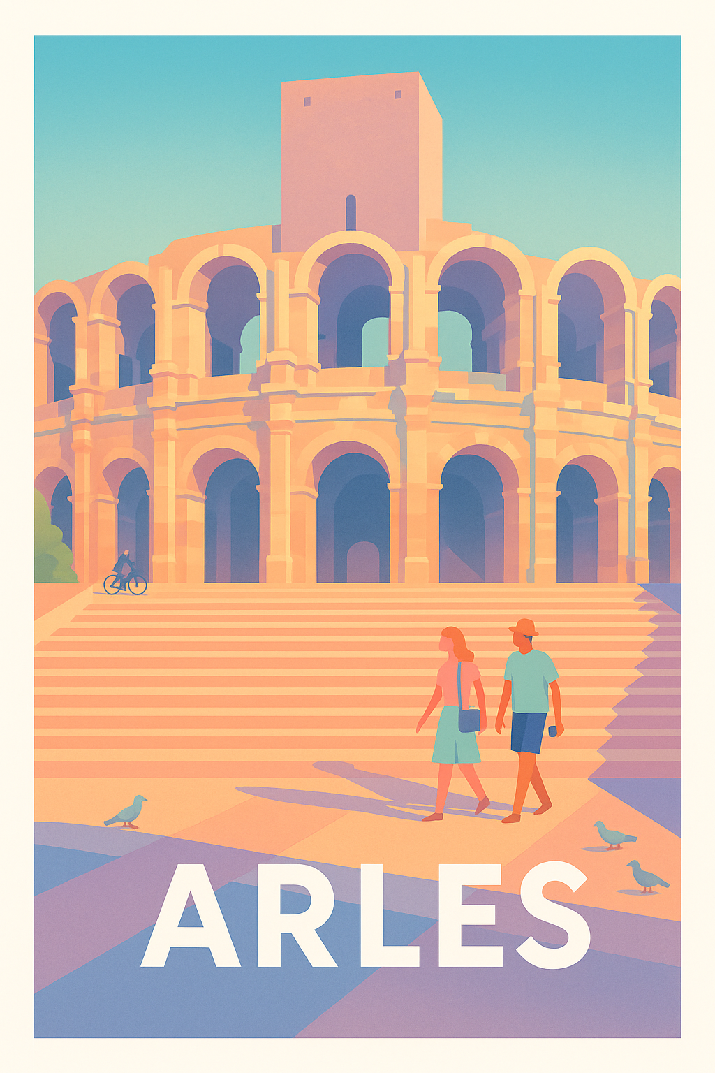 Bouches-du-Rhône France Pas de Cadre / 20 × 30cm Affiche Arles - Lumières et patrimoine romain