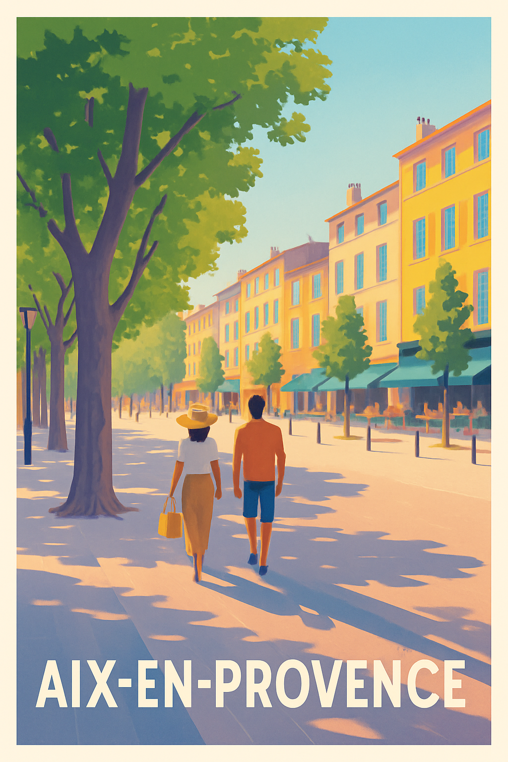 Affiche Aix-en-Provence — Flânerie ensoleillée au cœur de la ville · poster d'art de Aix-en-Provence
